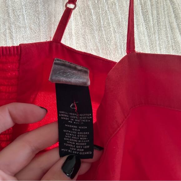 Anthropologie Lithe Carnival French Girl Chevron Red Button Front Dress Size XS - Picture 4 of 6